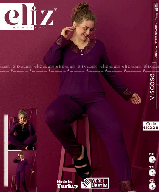 Eliz Special Size Long Cotton Pajamas 1402-2-B