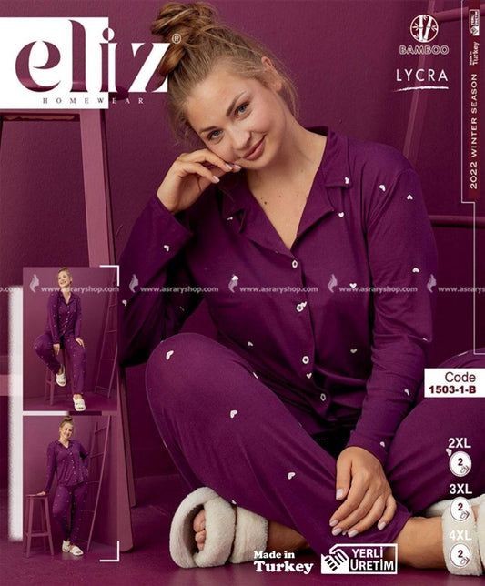 Eliz Special Size Long Buttoned Pajamas 1503-1-B 4XL