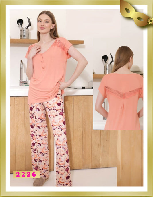 Lady Long Pajamas with Lace 2226 XL