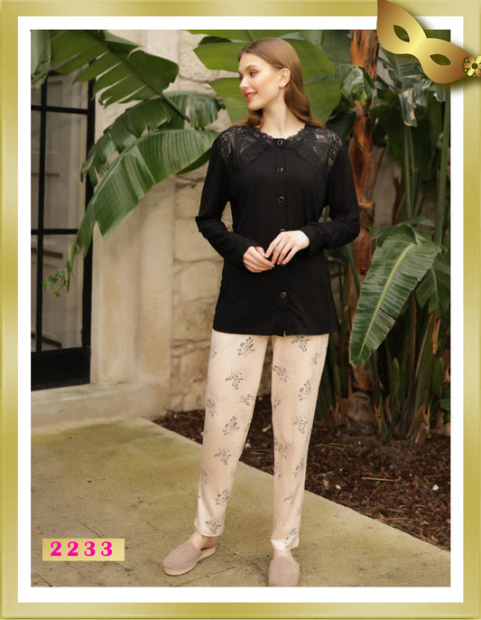 Lady Long Pajamas with Lace 2233 XL