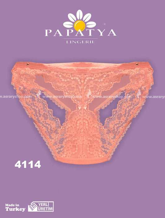 Papatya Chiffon & Lace Open-Back Lingerie Panty 4114 Cupid M-L