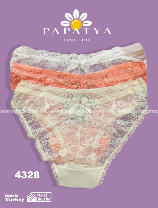 Papatya Transparent Lace Panty 4328 Free Size