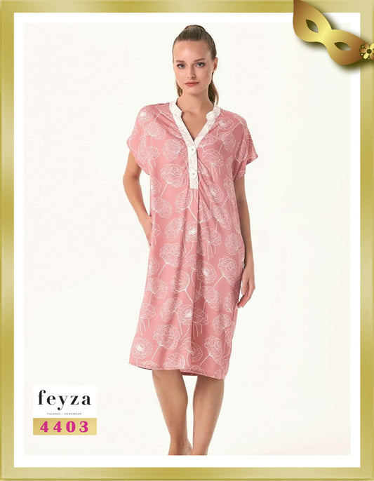 Feyza Printed Short Nightgown 4403
