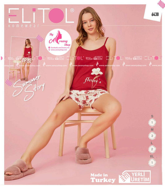 Elitol Straps Short Pajamas 6438