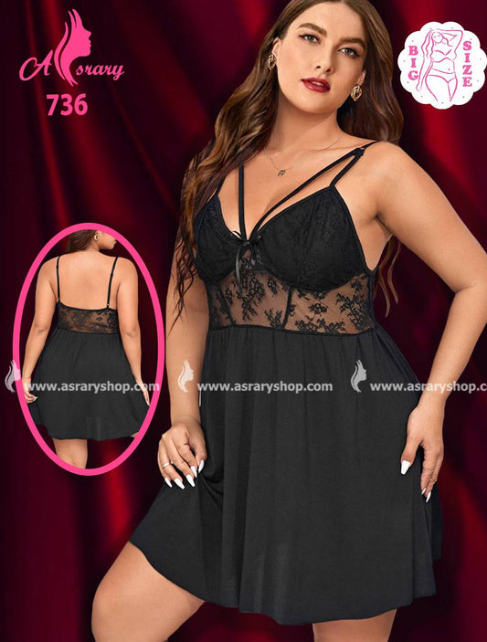Asrary Shop Special Size Babydoll with Lace 736 2XL-3XL