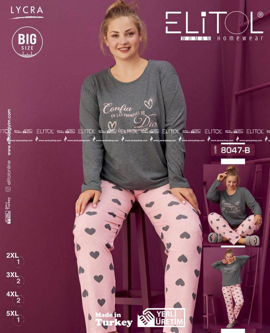 Elitol Special Size Long Cotton Pajamas 8047-B