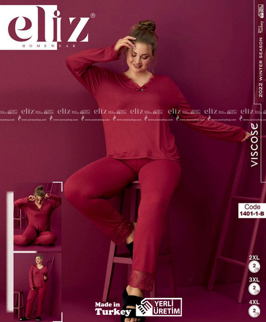 Eliz Special Size Long Cotton Pajamas 1401-1-B 4XL
