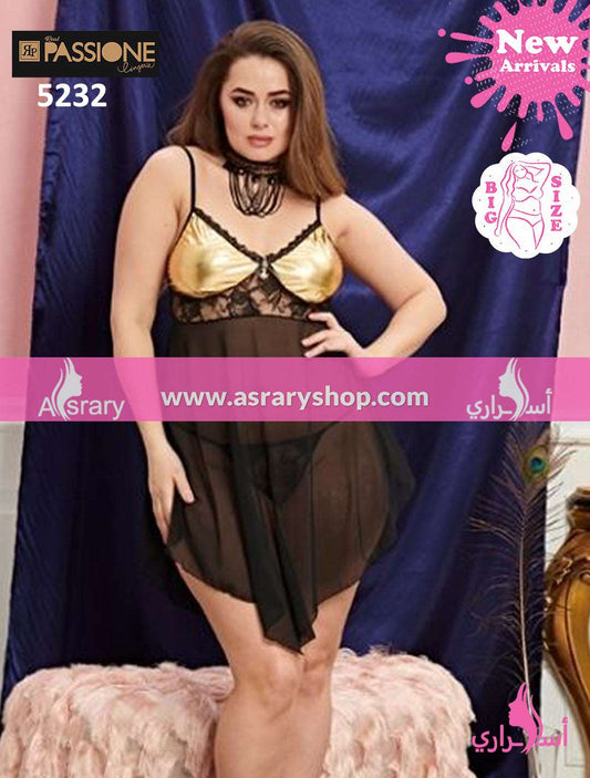 Passione Special Size Tulle with Lace Babydoll 5232