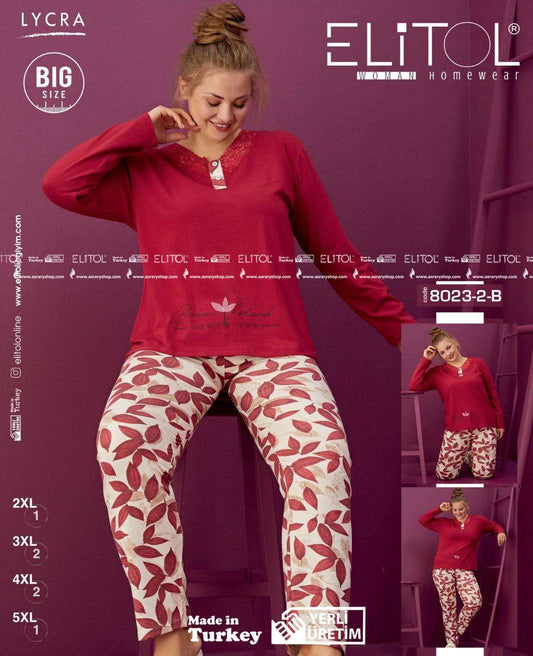 Elitol Special Size Long Cotton Pajamas 8023-2-B