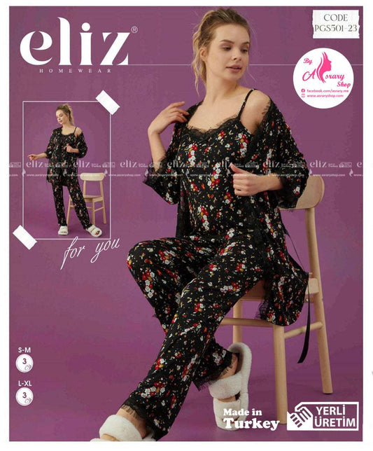 Eliz Long Straps Pajama with Robe Set (3pcs) PGS501-23